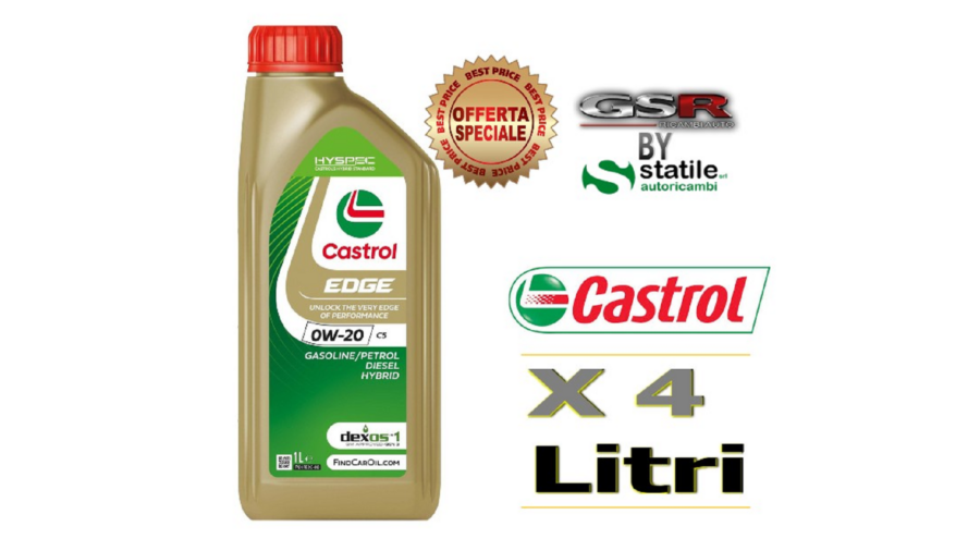 4 Litri Olio-Lubrificante Castrol Edge 0w20 C5 Lt.1